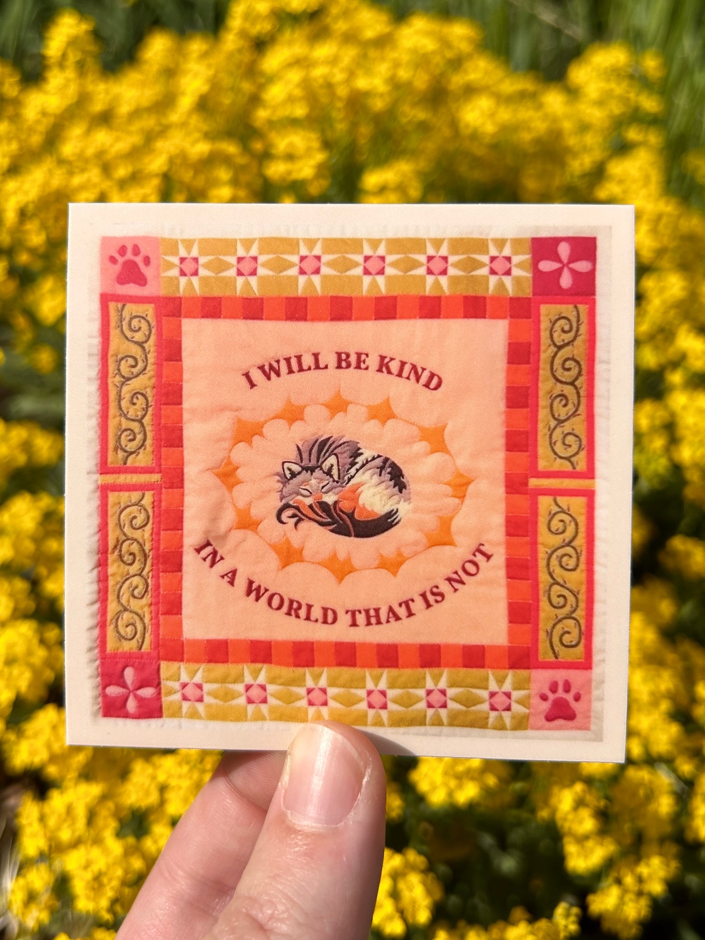 Kindness Wolf Quilt Matte Sticker