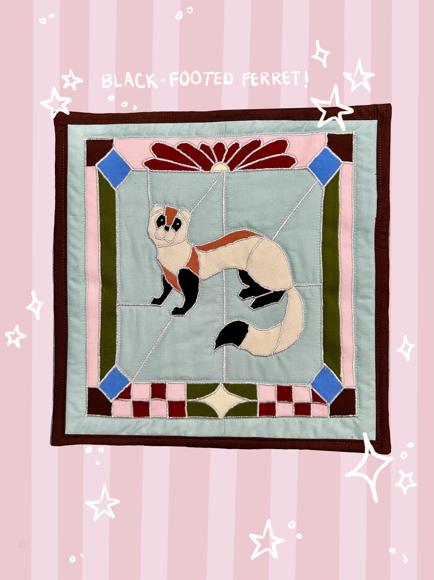 Black-Footed Ferret Stained Glass Wall Hanging