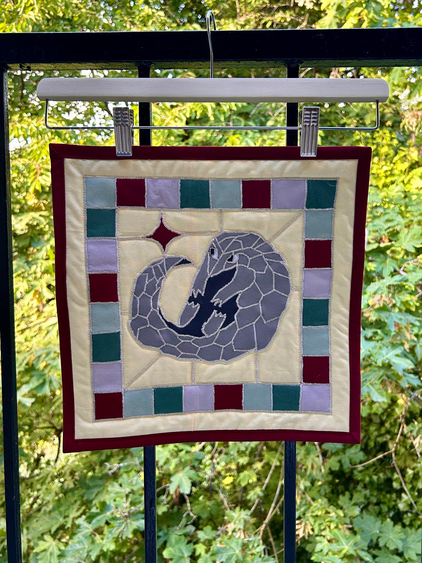Pangolin Stained Glass Wall Hanging